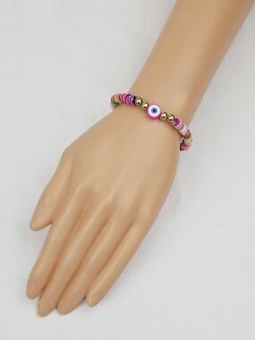 Handmade Clay Bead Multi Color Bracelet